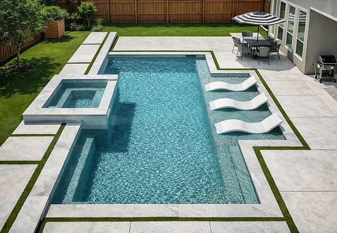 Custom luxury pool and spa with architectural edge in San Diego