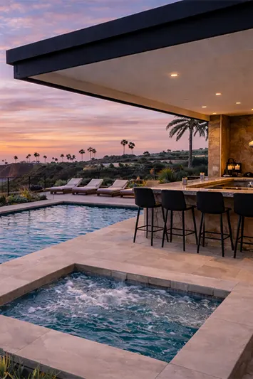 Del Mar coastal backyard with sauna retreat