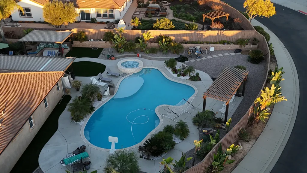 Family dream pool and spa oasis backyard in San Diego