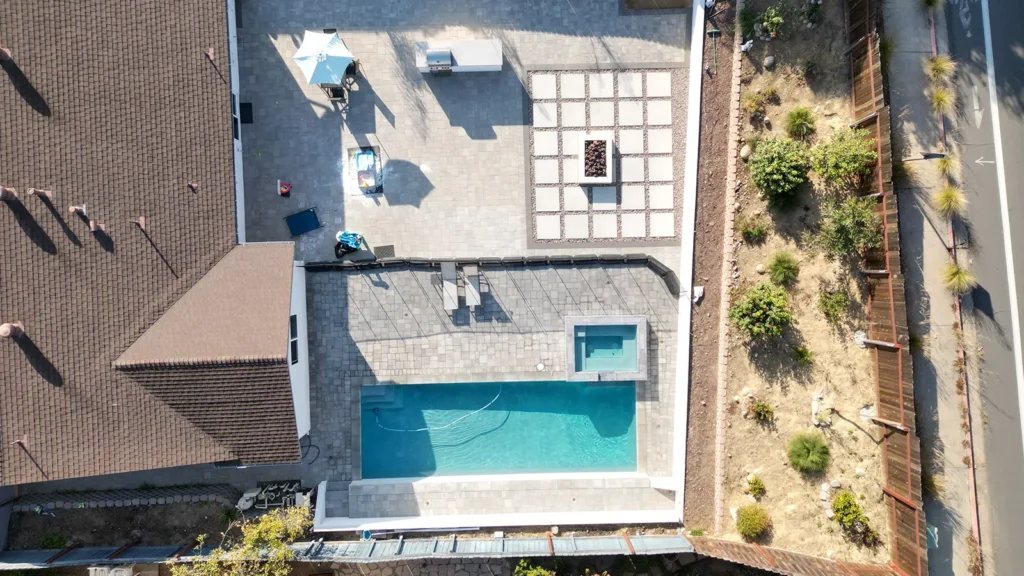 Pacific Beach coastal backyard with custom pool oasis