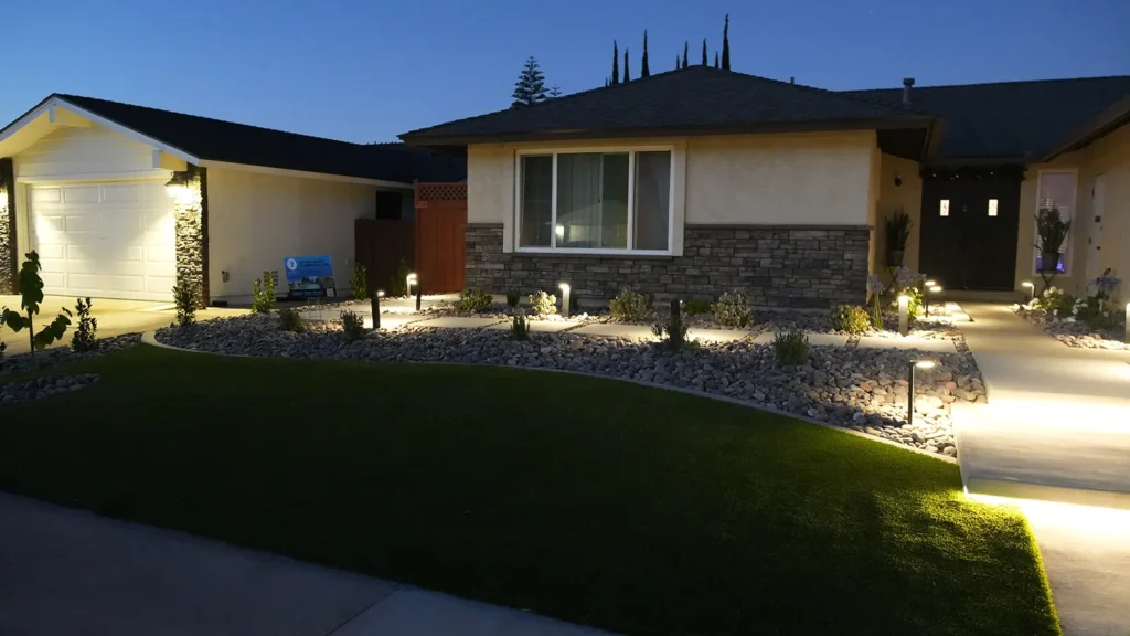 Modern La Mesa front yard with signature floating stair design